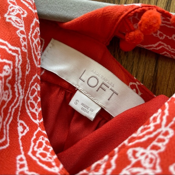 LOFT Swing Halter V-neck Embroidered like Print Size S - Picture 5 of 10